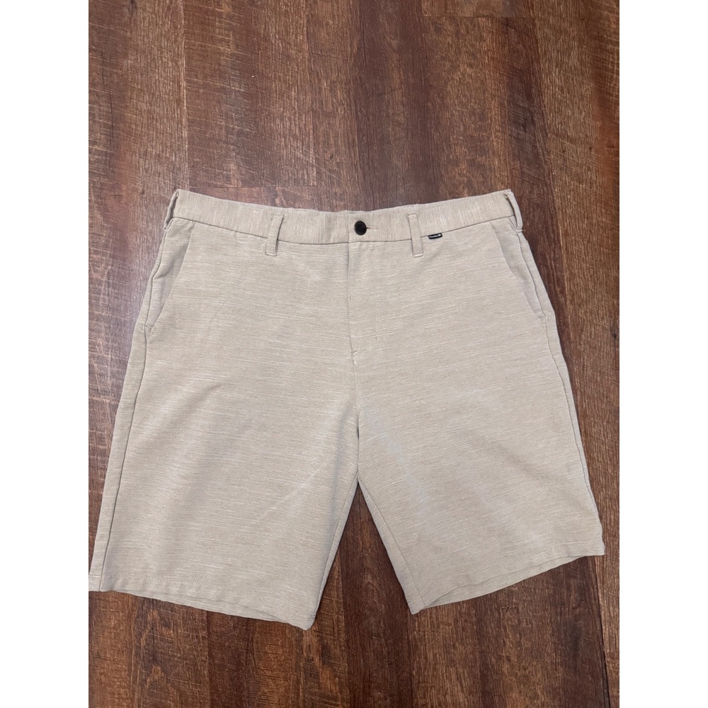 Hurley Nike Dri-FIT Men's Shorts Size 36 Tan Beige Stretch Golf Walking 9.5"